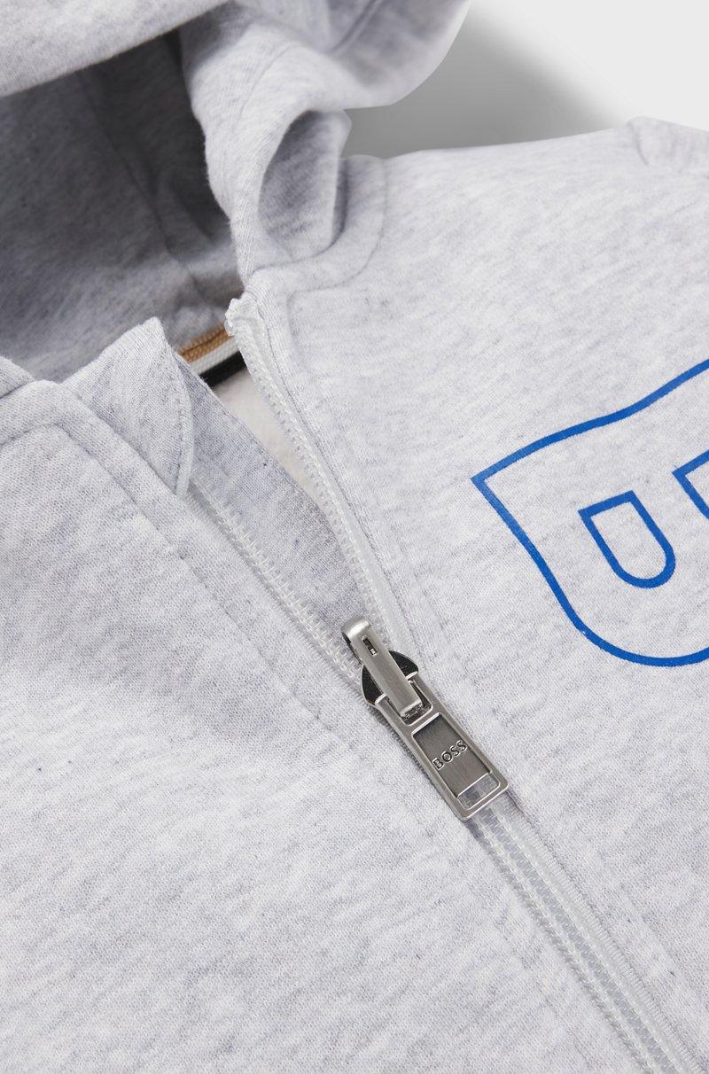 Hugo Boss Sudadera para niños en algodón con capucha cremallera y logo vertical En oferta