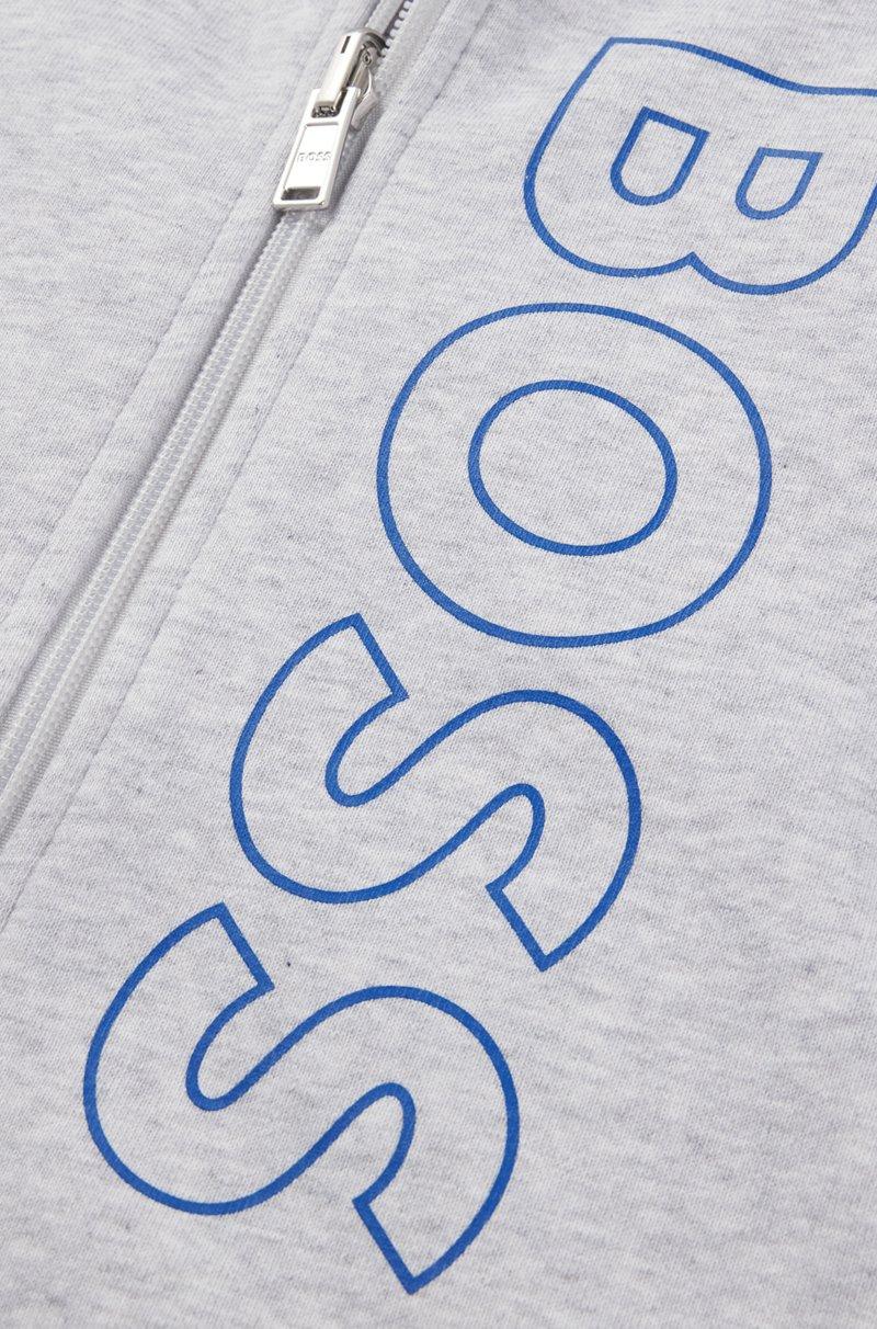 Hugo Boss Sudadera para niños en algodón con capucha cremallera y logo vertical En oferta
