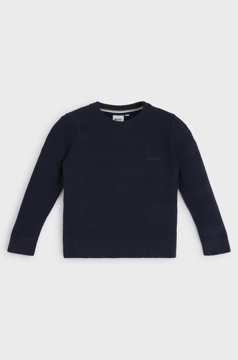 Hugo Boss Jersey de algodón para niños con dibujo de punto de jacquard Tienda