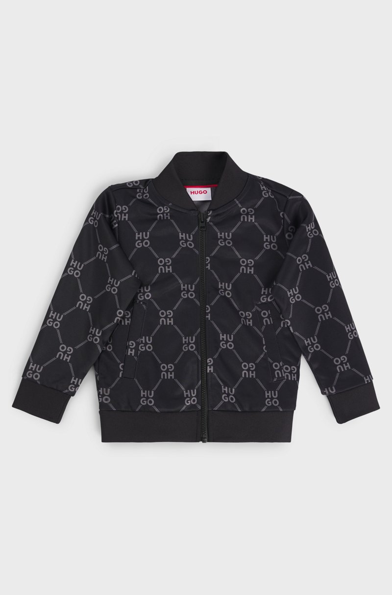 Hugo Boss Chaqueta con cremallera para niños con logo apilado estampado