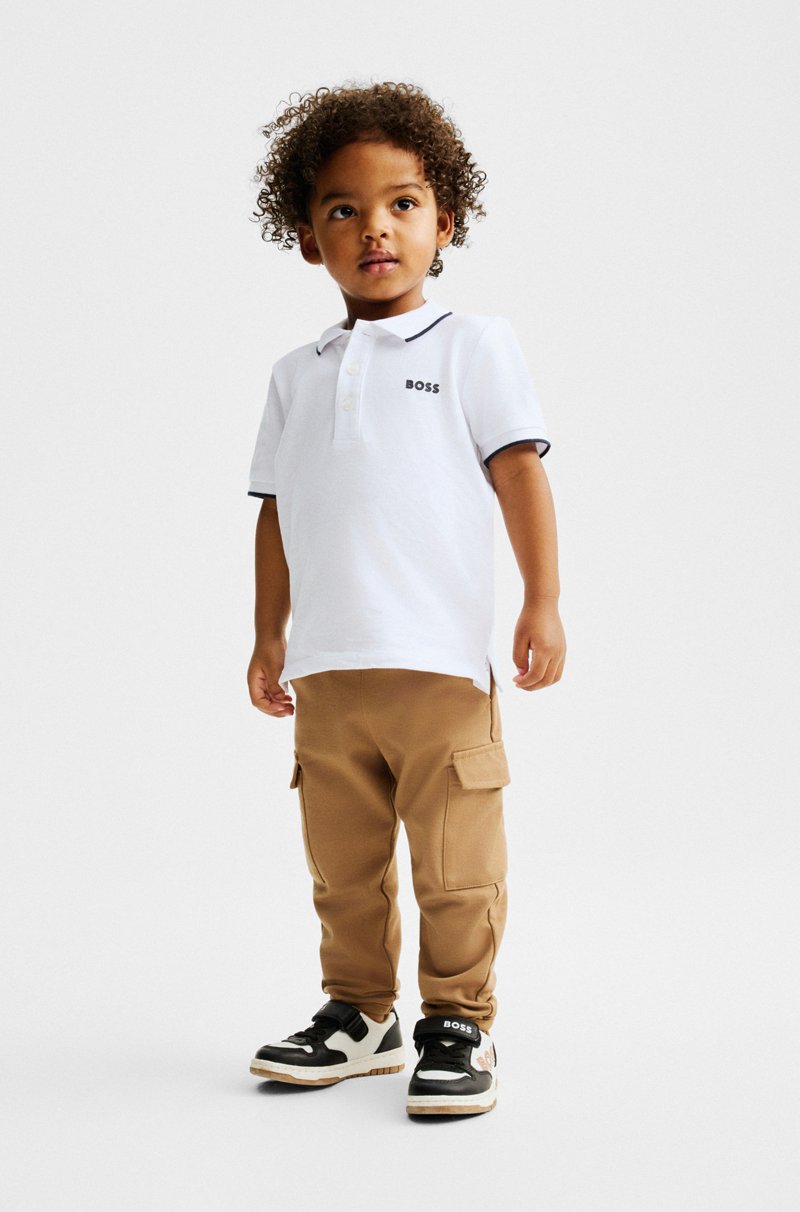 Hugo Boss Polo para niños de piqué de algodón con logo estampado Último día