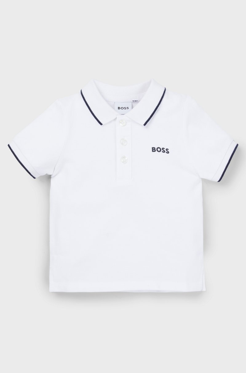 Hugo Boss Polo para niños de piqué de algodón con logo estampado Último día