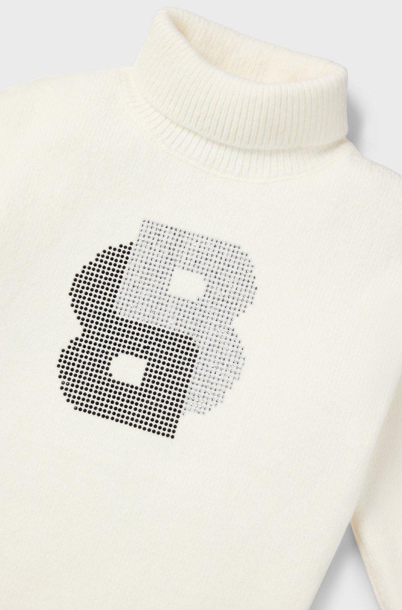 Hugo Boss Vestido de punto para niños con cuello vuelto y monograma Double B de estrás Tienda de fábrica