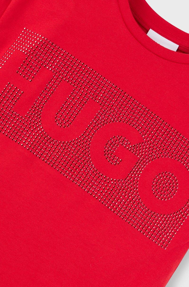 Hugo Boss Vestido estilo camiseta de punto de algodón para niños con ilustración de logo con tachuelas Rebajas