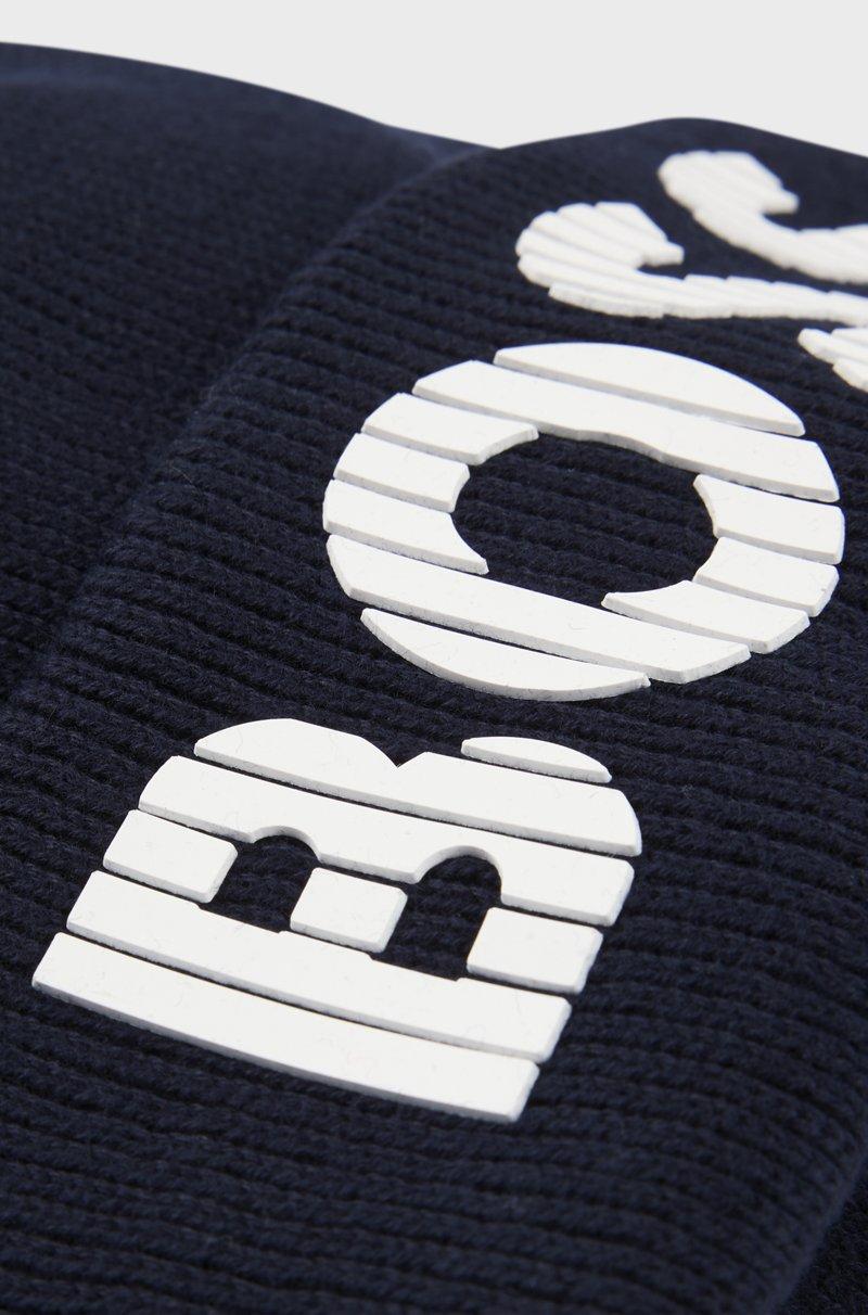 Hugo Boss Gorro de punto de algodón para niños con logo de efecto de goma Envío gratis