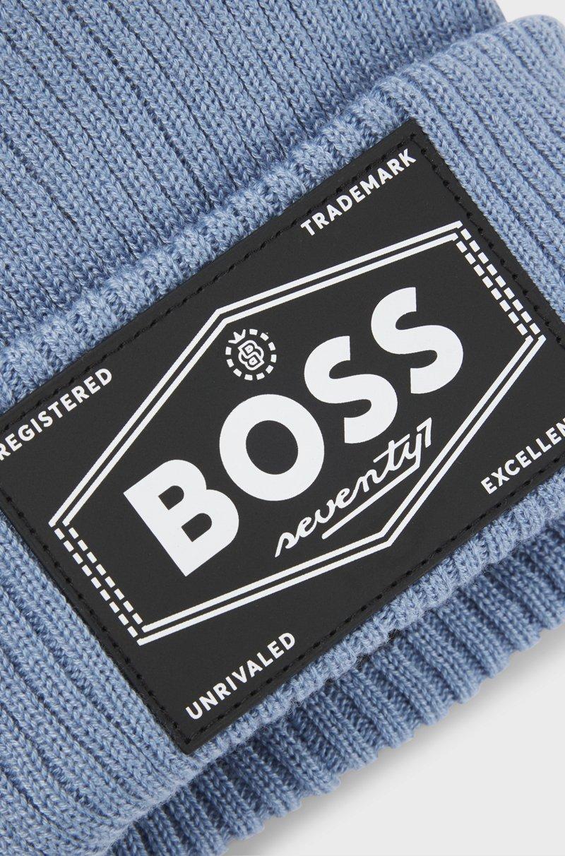 Hugo Boss Gorro de punto para niños con insignia de logo y forro de imitación de piel Promoción por tiempo limitado
