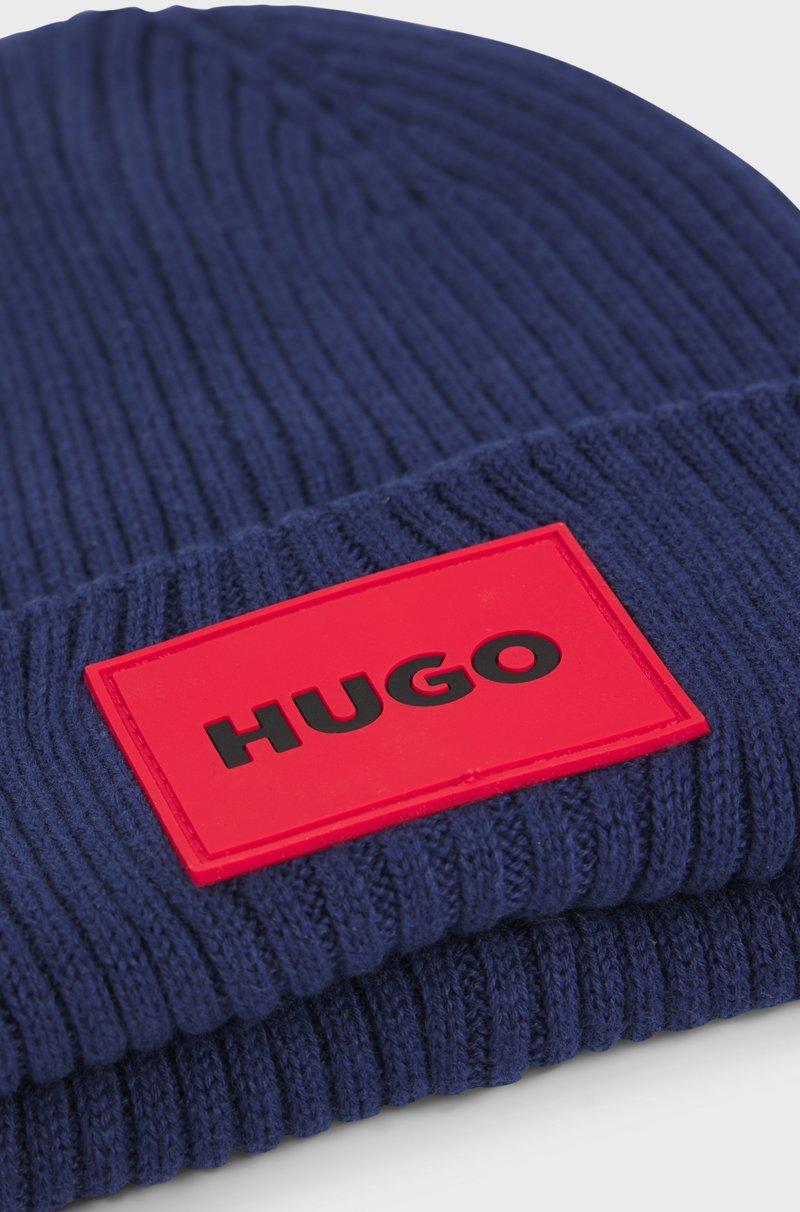 Hugo Boss Gorro de punto para niños con etiqueta de logo rojo Envío internacional gratuito