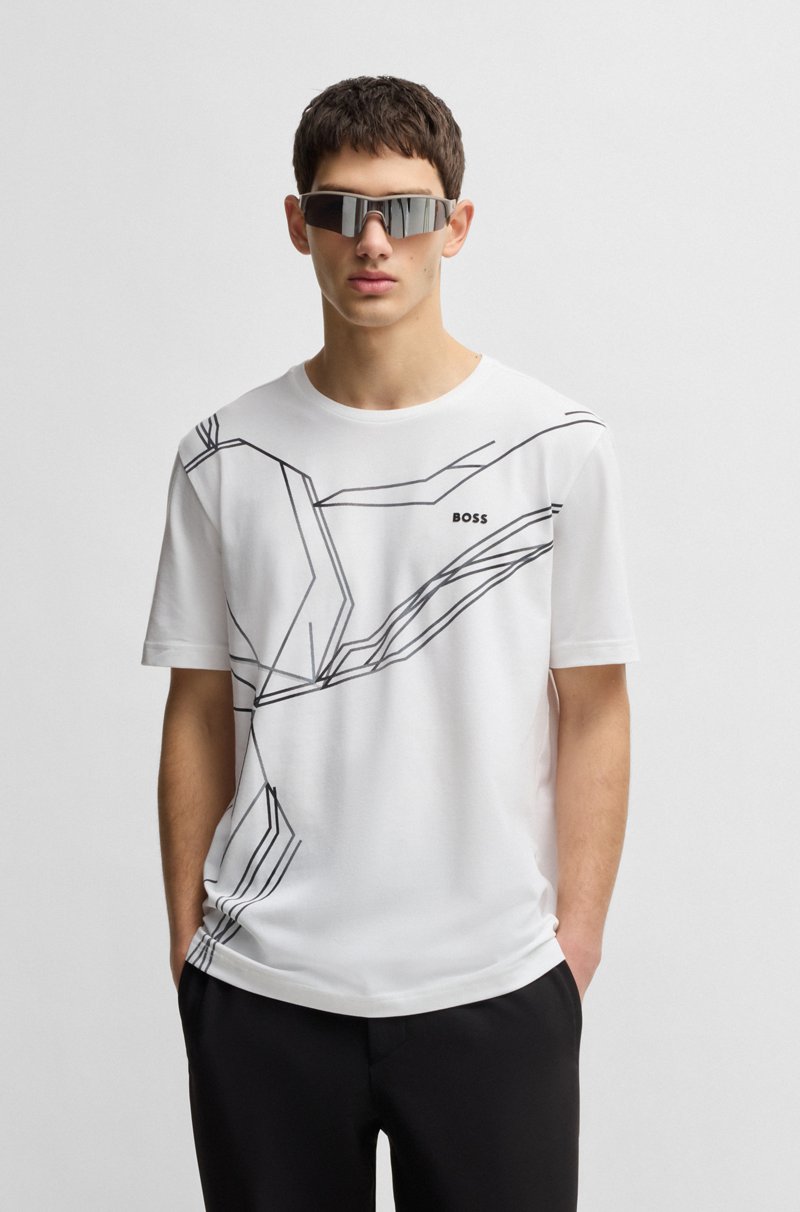 Hugo Boss Camiseta de algodón elástico con estampado degradado Ofertas de temporada