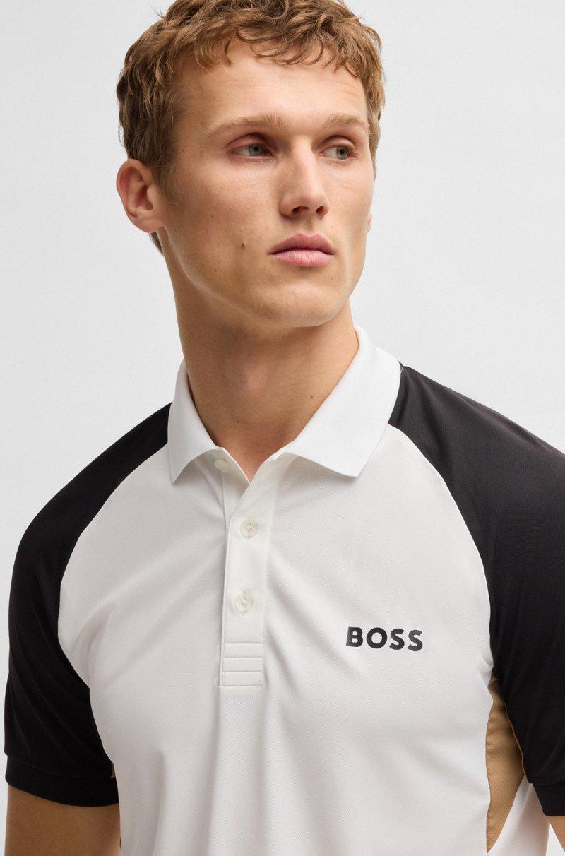 Hugo Boss Polo Paddy activo con bloques de color y apliques de malla Ofertas especiales