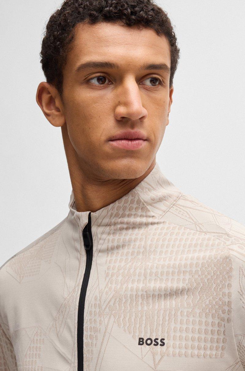 Hugo Boss Sudadera activa con cremallera y estampado dinámico de jacquard Devoluciones gratuitas