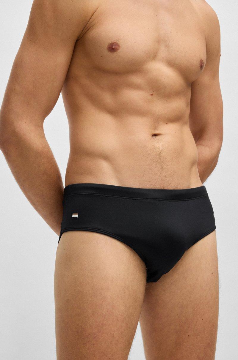 Hugo Boss Bañador slip de punto elástico con rayas de la marca y logo En oferta
