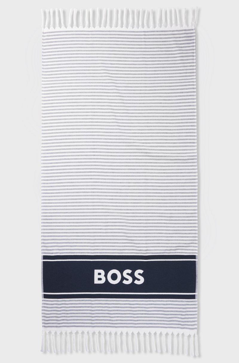 Hugo Boss Toalla de playa de algodón con rayas y logo Gran oferta