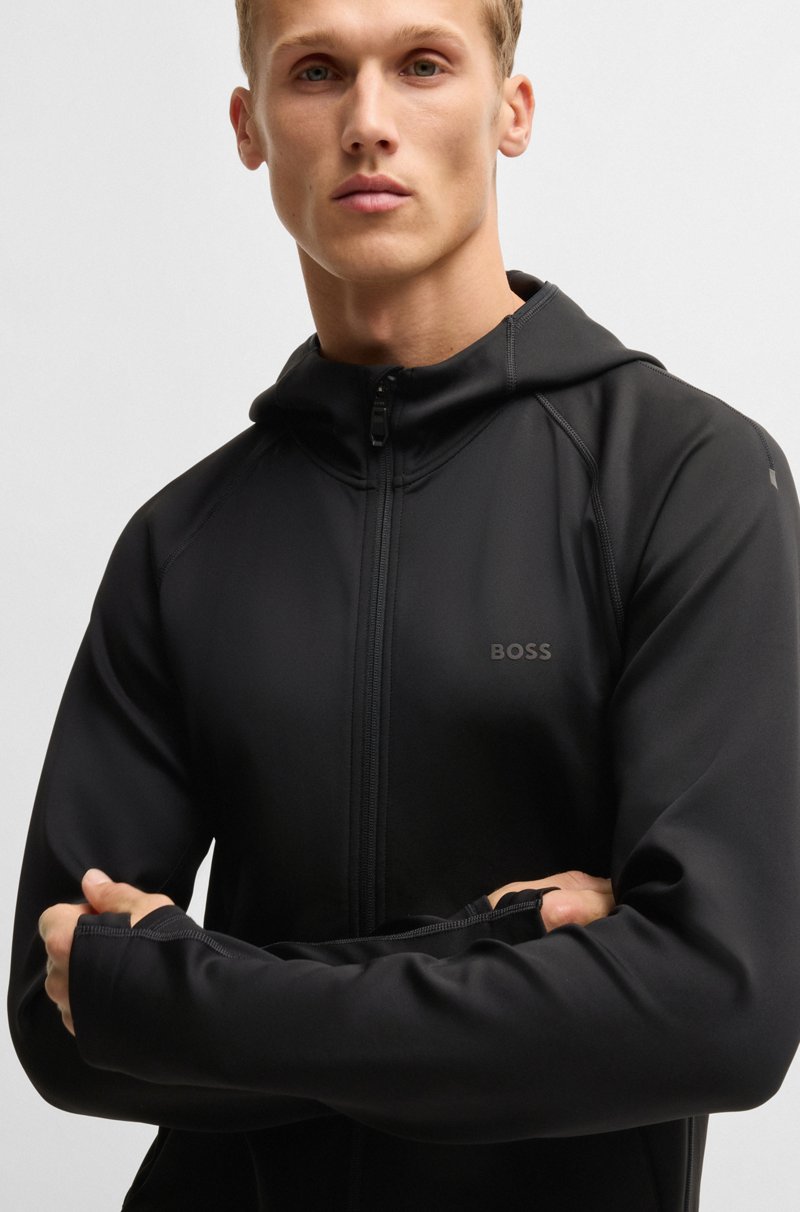 Hugo Boss Sudadera con capucha y cremallera con elástico activo y control de la humedad Rebajas top