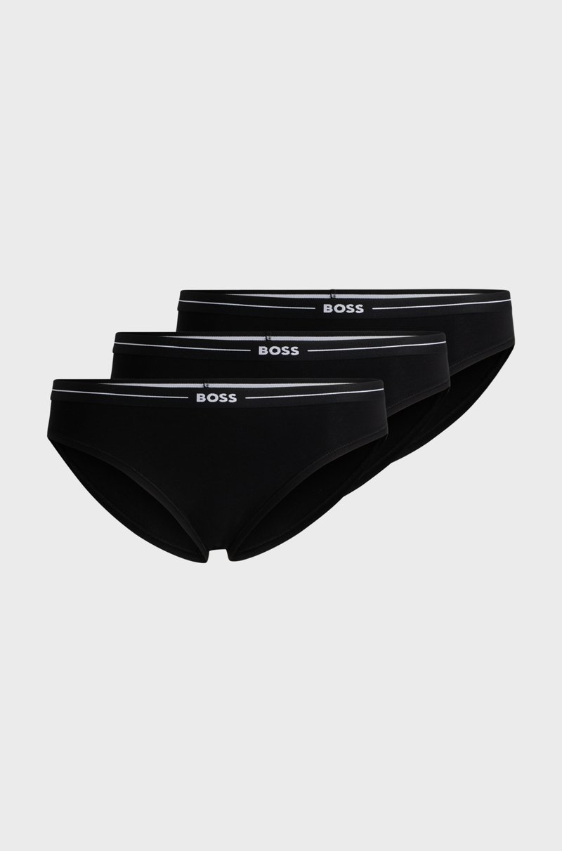 Hugo Boss Paquete de tres calzoncillos slip de algodón elástico con logo en la cintura Superdescuento