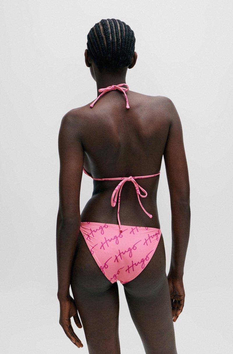 Hugo Boss Top de bikini triangular de secado rápido con logos caligrafiados Precios de Black Friday