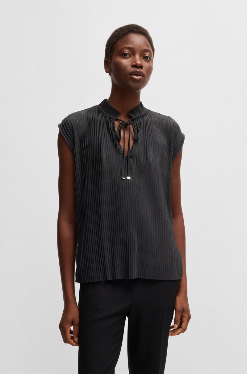 Hugo Boss Top sin mangas en tejido elástico con pliegues plisados En oferta
