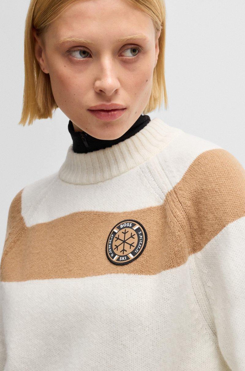 Hugo Boss Jersey BOSS Esquí de lana virgen con rayas cámel Rebajas de fin de temporada