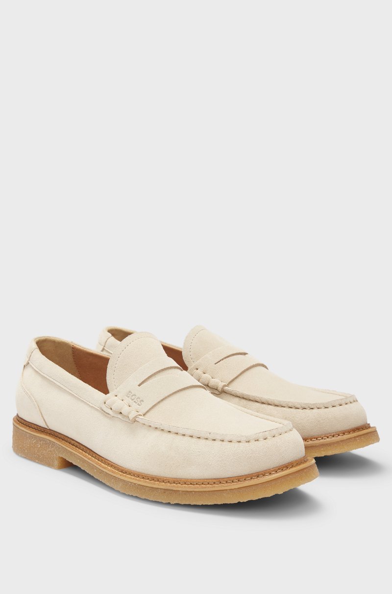 Hugo Boss Mocasines de ante con suela de goma crepé 2025
