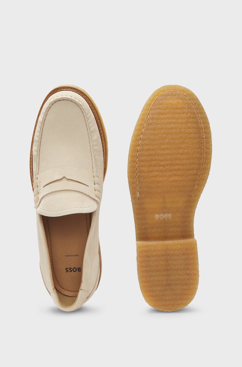 Hugo Boss Mocasines de ante con suela de goma crepé 2025