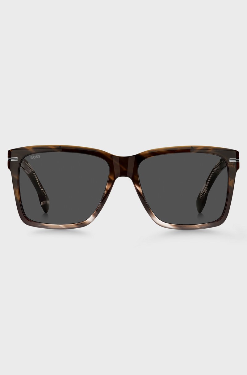 Hugo Boss Gafas de sol de acetato estampado con ribetes en tono plateado Rebajas