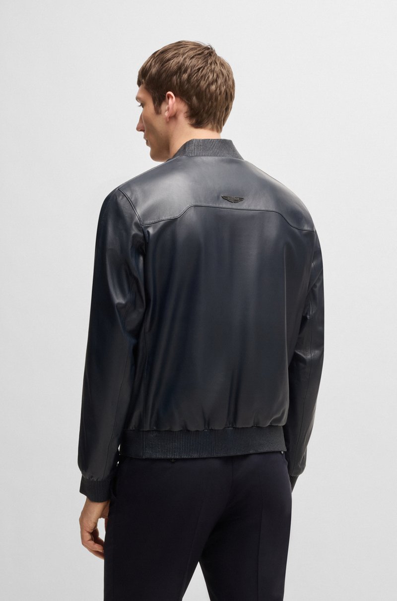 Hugo Boss Chaqueta BOSS x ASTON MARTIN de piel de napa con detalles calados Rebajas baratas