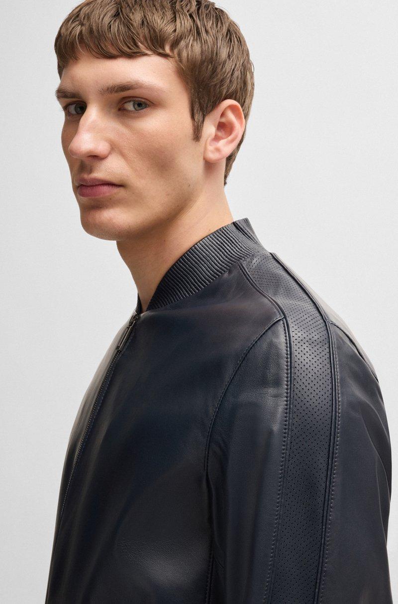 Hugo Boss Chaqueta BOSS x ASTON MARTIN de piel de napa con detalles calados Rebajas baratas