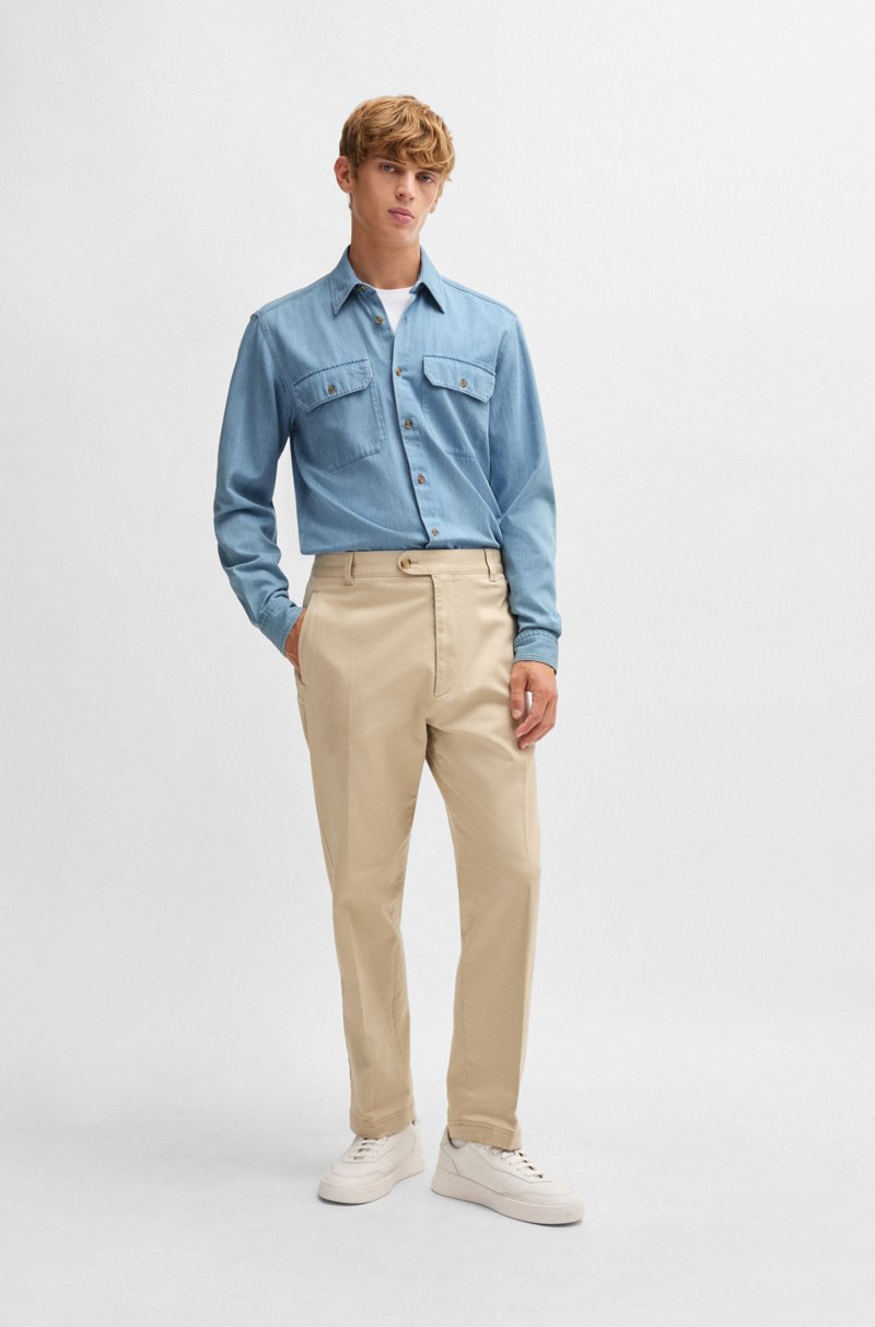 Hugo Boss Camisa regular fit en denim de algodón azul Ventas relámpago