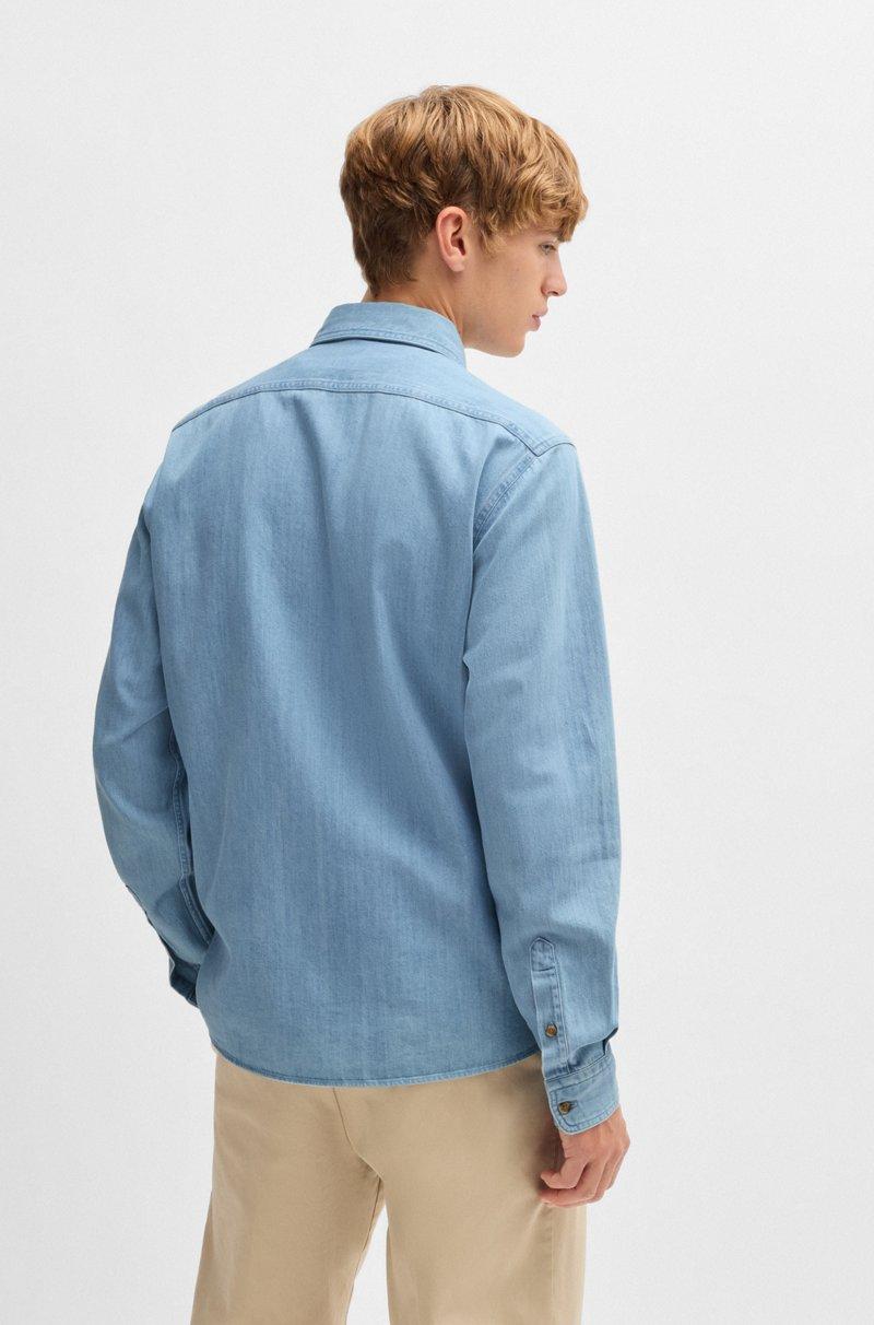 Hugo Boss Camisa regular fit en denim de algodón azul Ventas relámpago