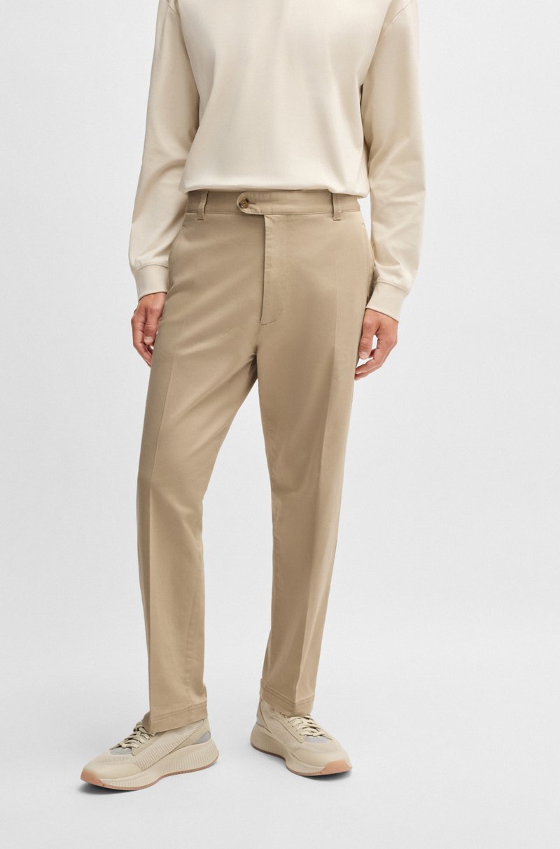 Hugo Boss Pantalones straight fit en dobby de algodón elástico Tienda