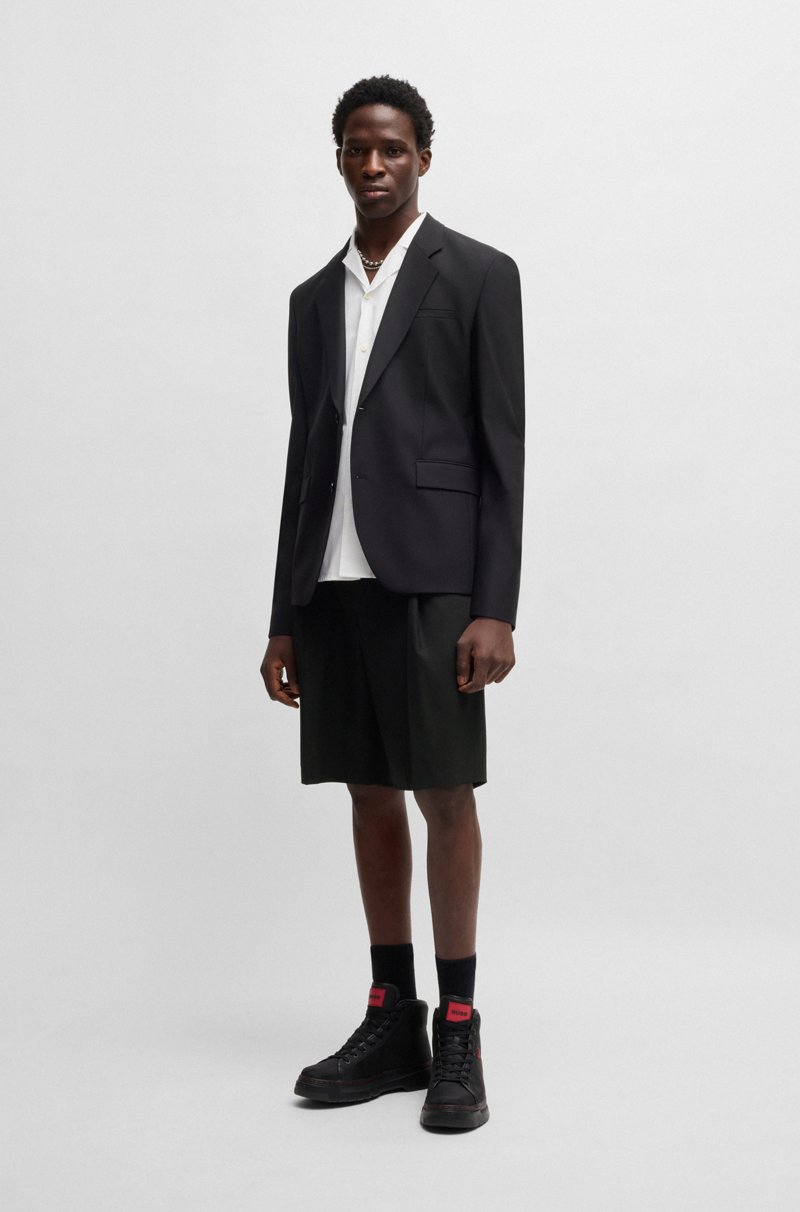 Hugo Boss Shorts de corte moderno en mezcla de lana elástica Rebajas top