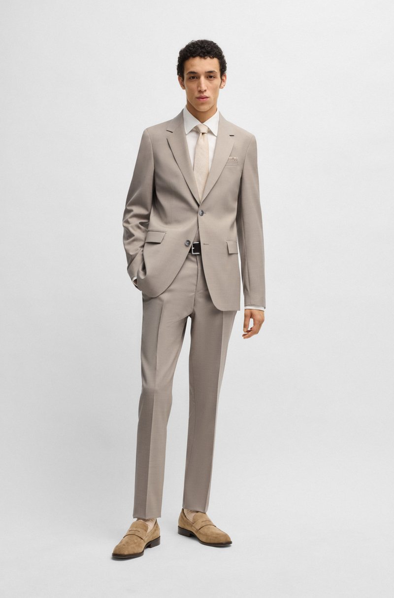 Hugo Boss Traje slim fit de lana virgen con microestampado