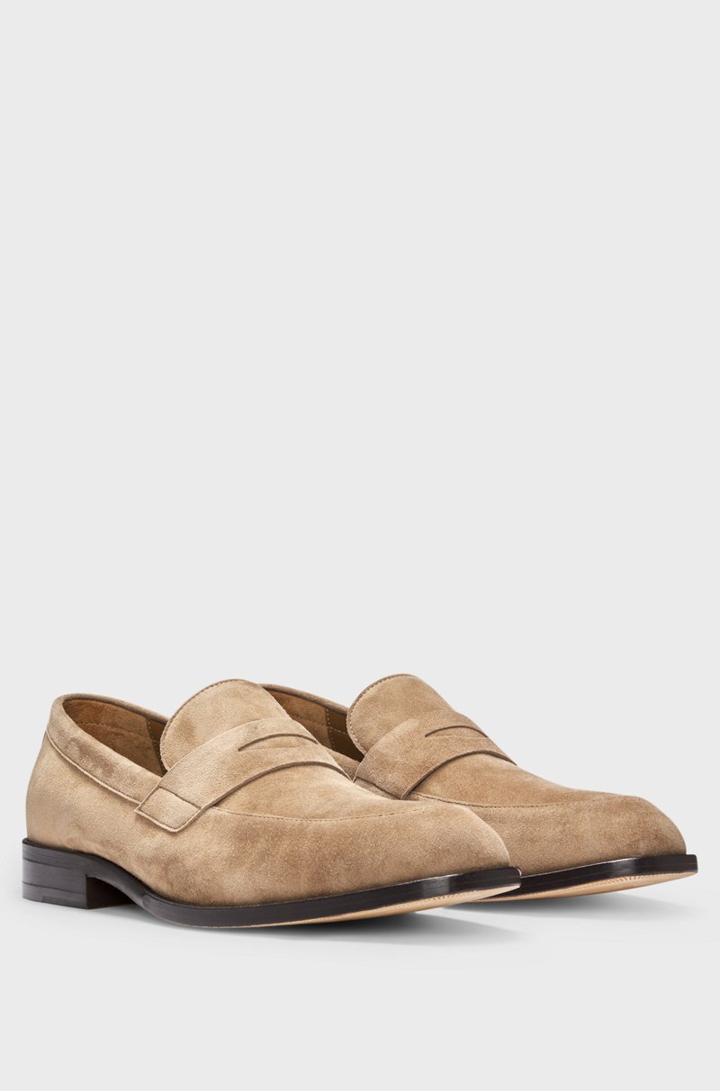 Hugo Boss Mocasines de ante con ribete de antifaz