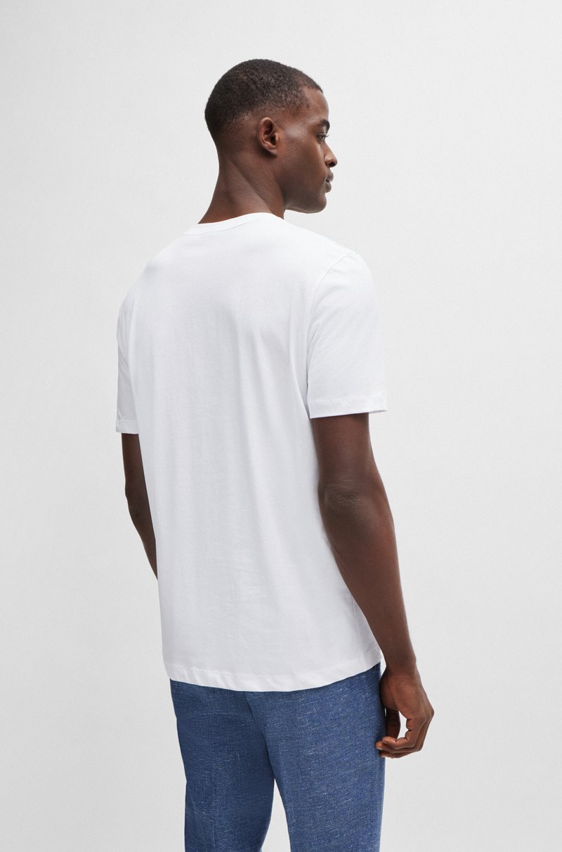 Hugo Boss Camiseta regular fit de punto de algodón con cuello acanalado Tienda de fábrica