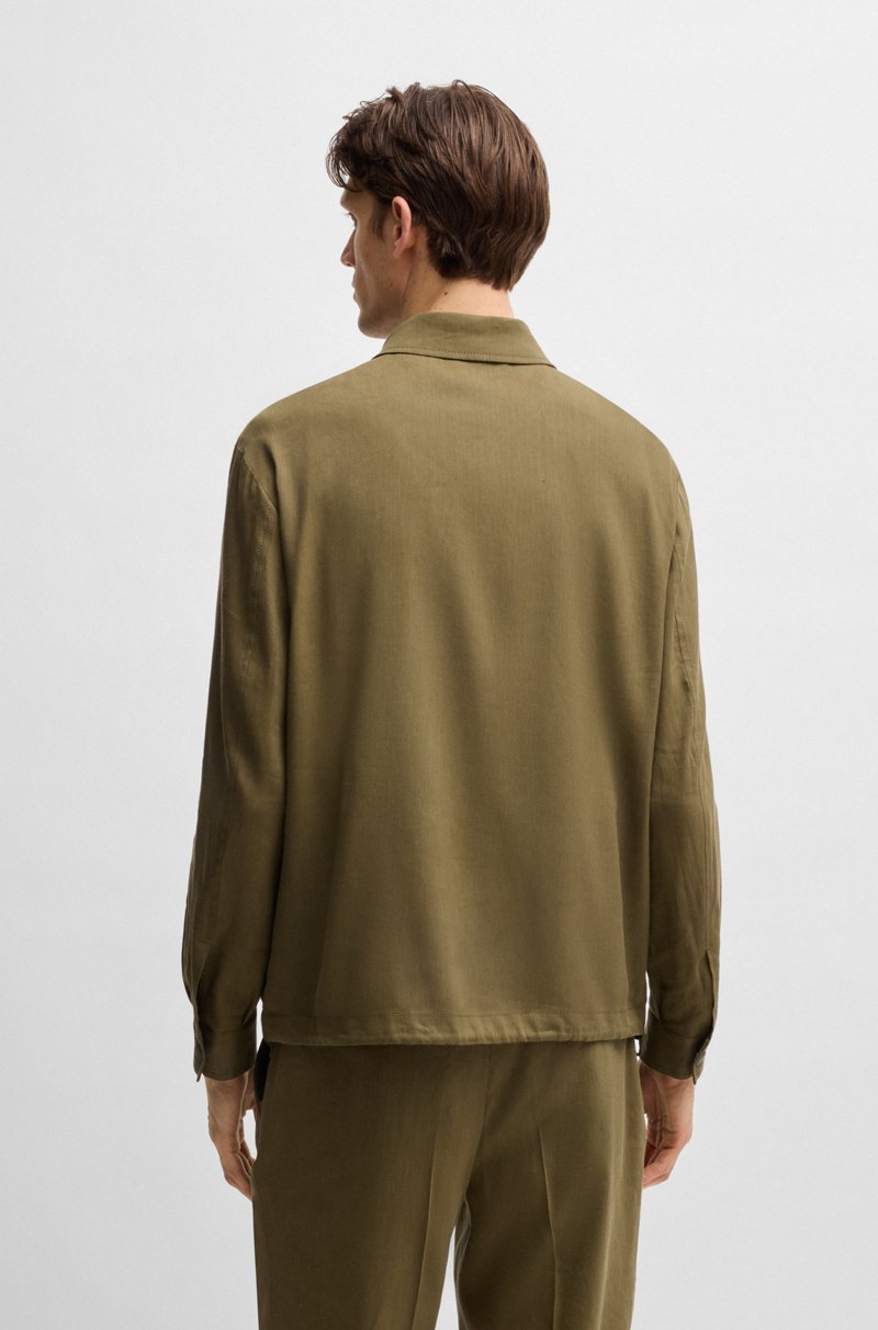 Hugo Boss Sobrecamisa relaxed fit con cremallera en mezcla de lino Precios de Black Friday