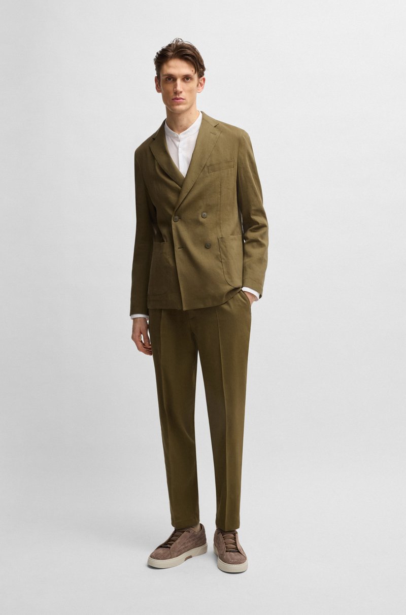 Hugo Boss Pantalones tapered fit en mezcla de lino En oferta