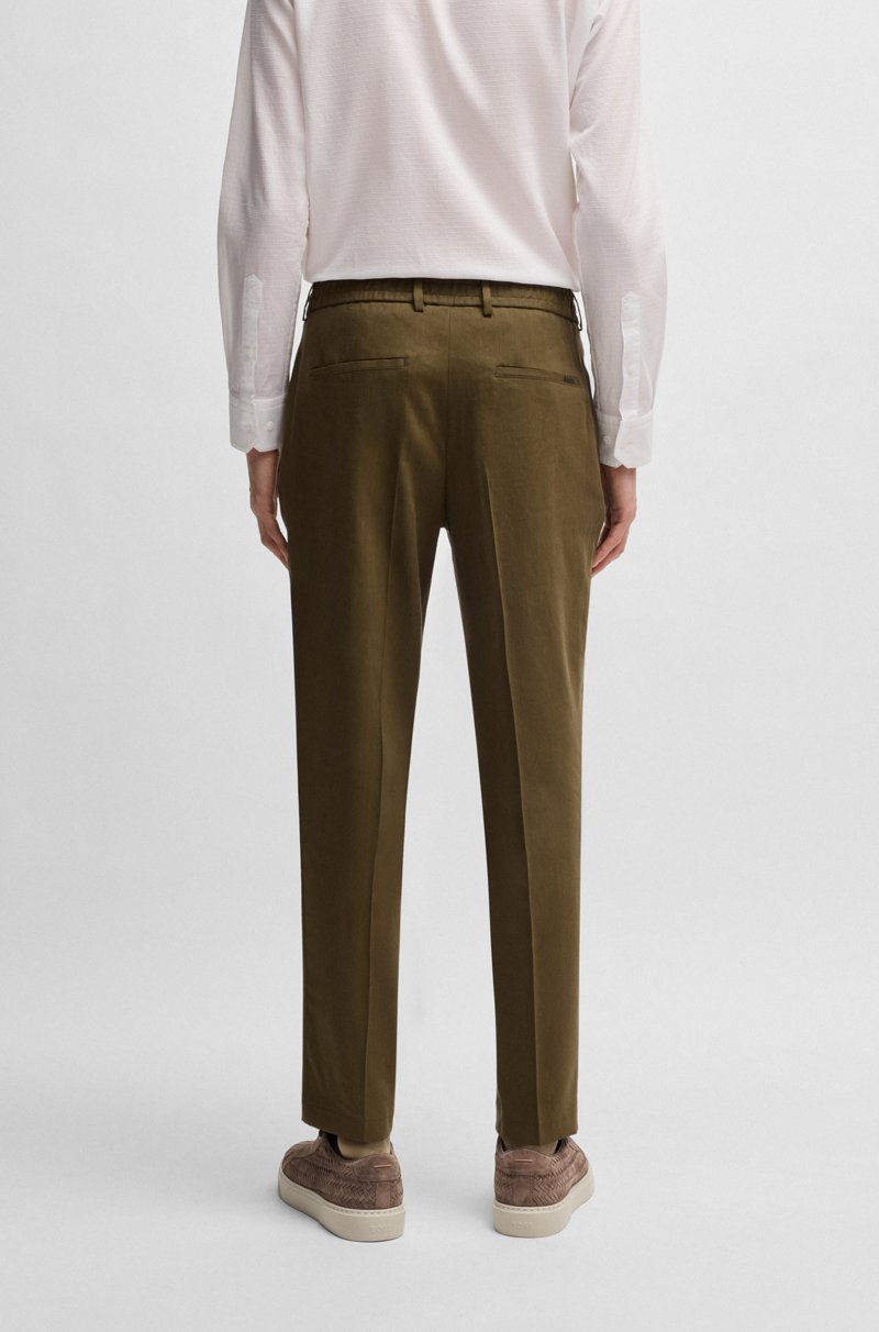Hugo Boss Pantalones tapered fit en mezcla de lino En oferta