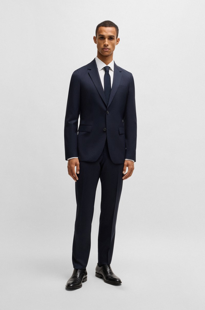 Hugo Boss Camisa slim fit en sarga de algodón a rayas Oferta exclusiva