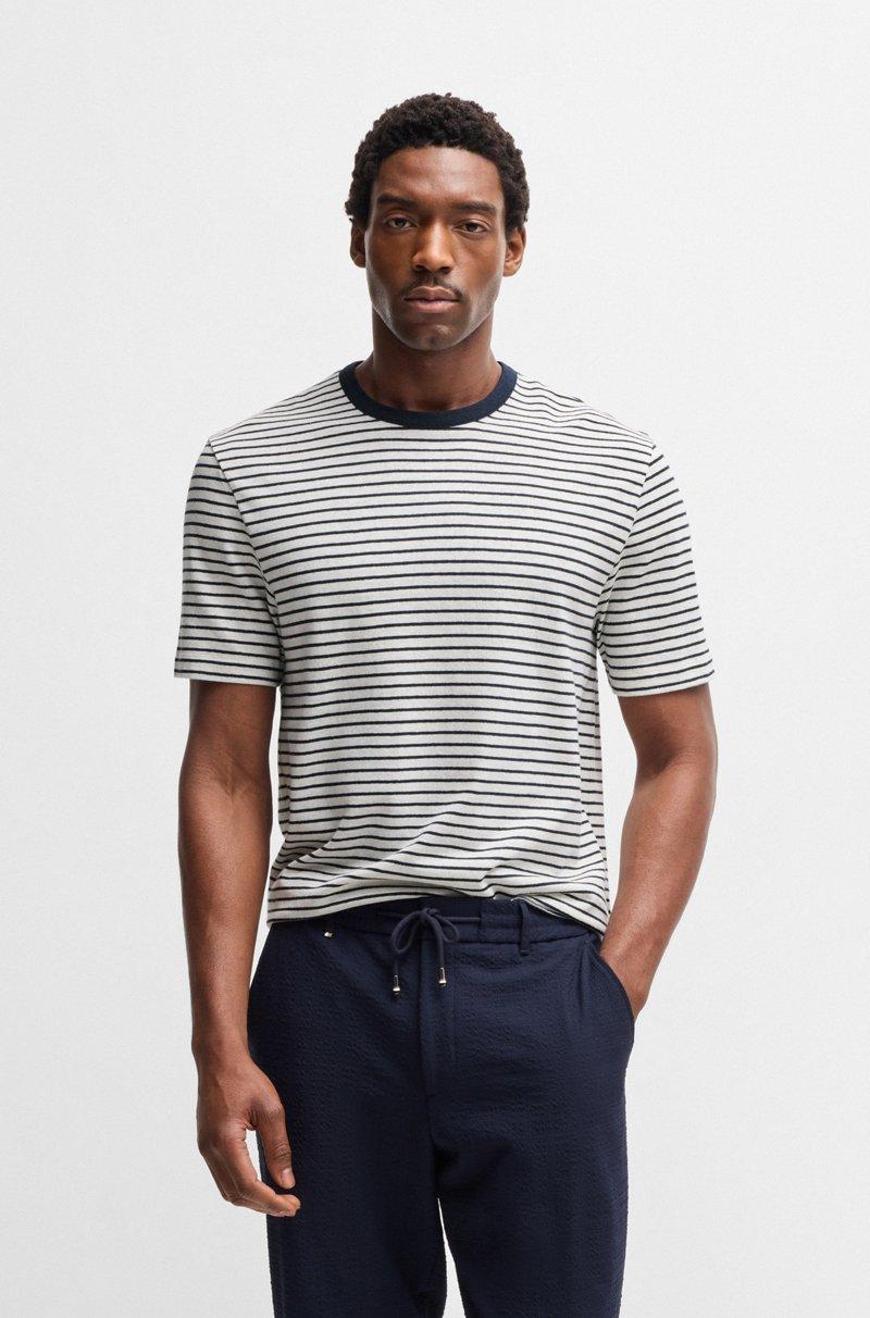 Hugo Boss Camiseta regular fit de algodón y lino