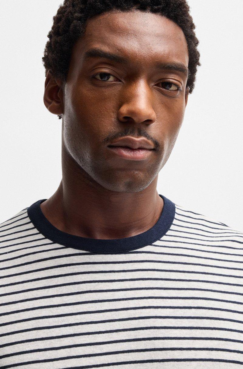 Hugo Boss Camiseta regular fit de algodón y lino Ofertas especiales