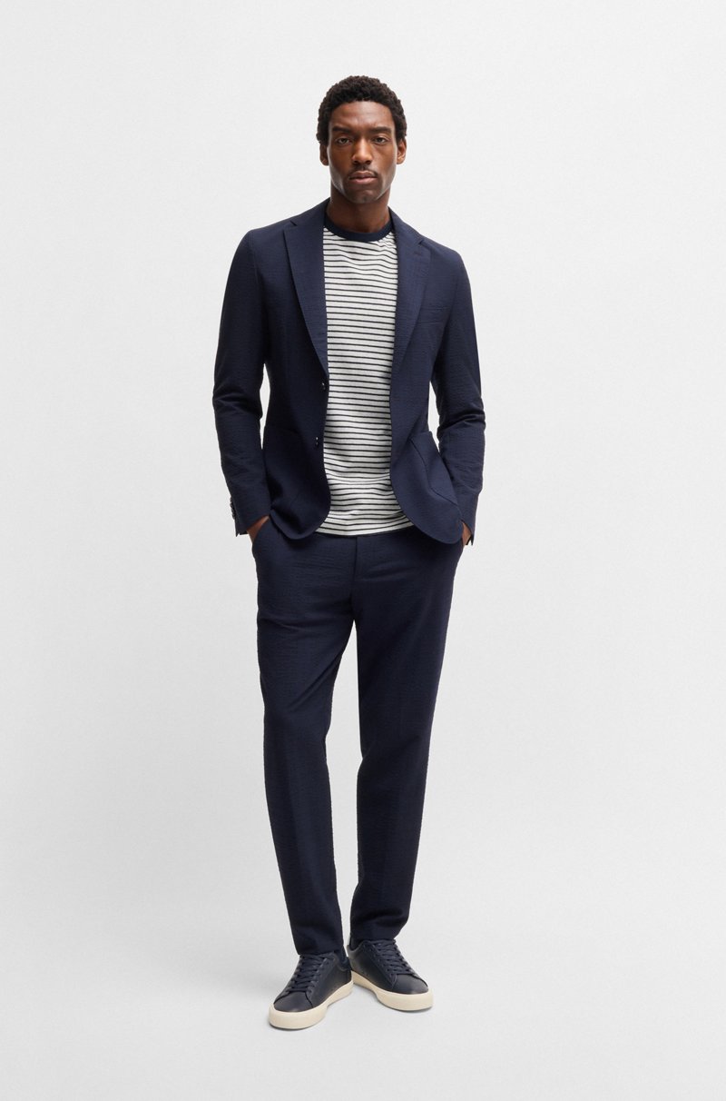 Hugo Boss Camiseta regular fit de algodón y lino Ofertas especiales