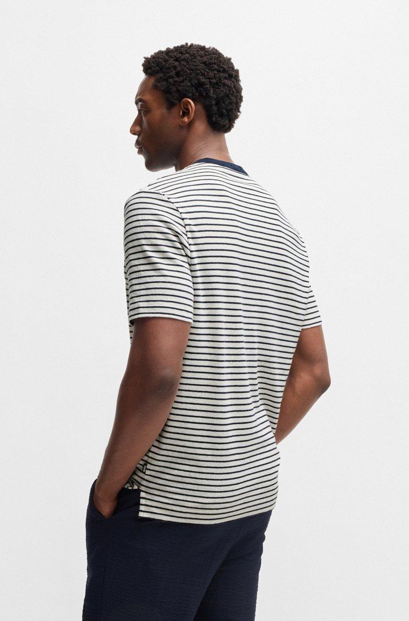 Hugo Boss Camiseta regular fit de algodón y lino Ofertas especiales
