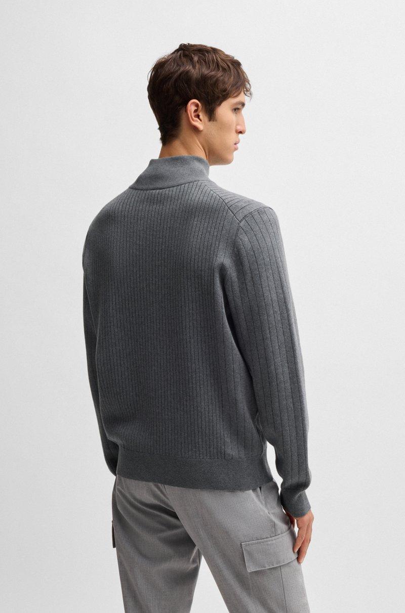 Hugo Boss Cárdigan de algodón con cremallera y raya diplomática Rebajas de fin de temporada