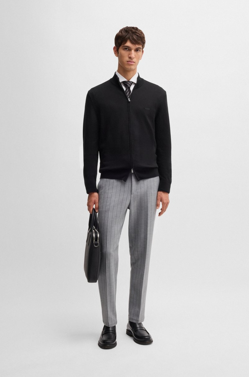 Hugo Boss Cárdigan en punto de algodón con cremallera y logo bordado 2025