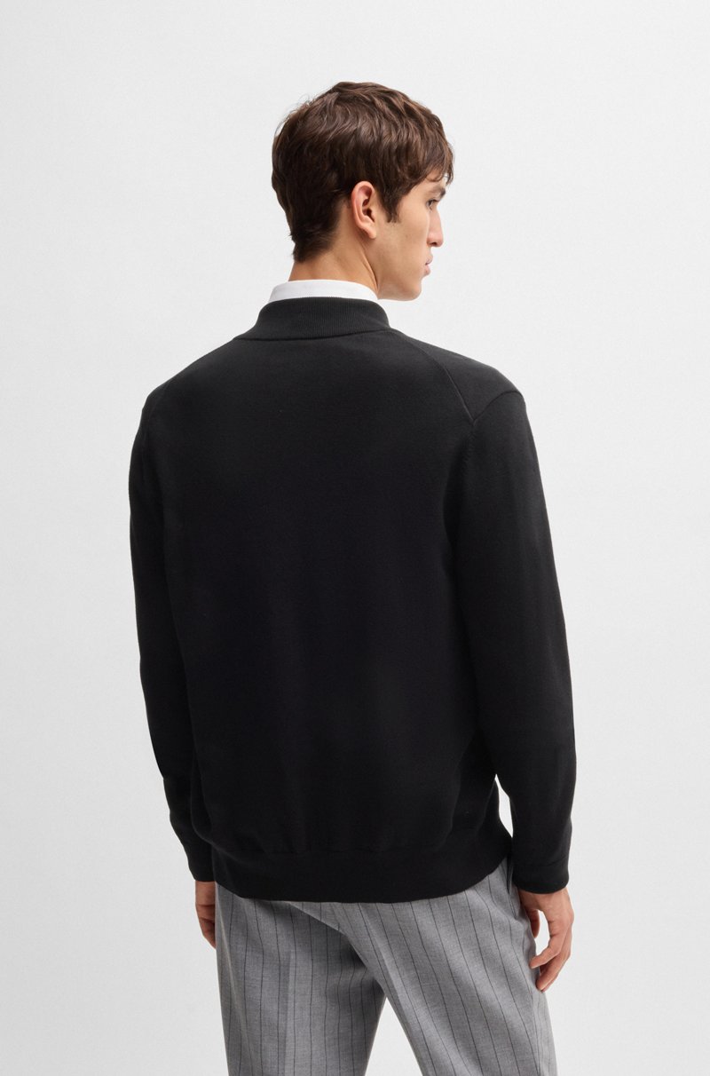 Hugo Boss Cárdigan en punto de algodón con cremallera y logo bordado 2025