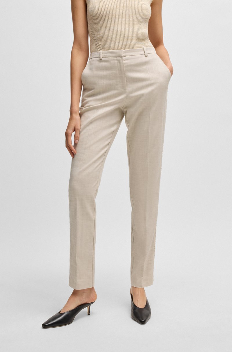 Hugo Boss Pantalones relaxed fit de tejido elástico jaspeado