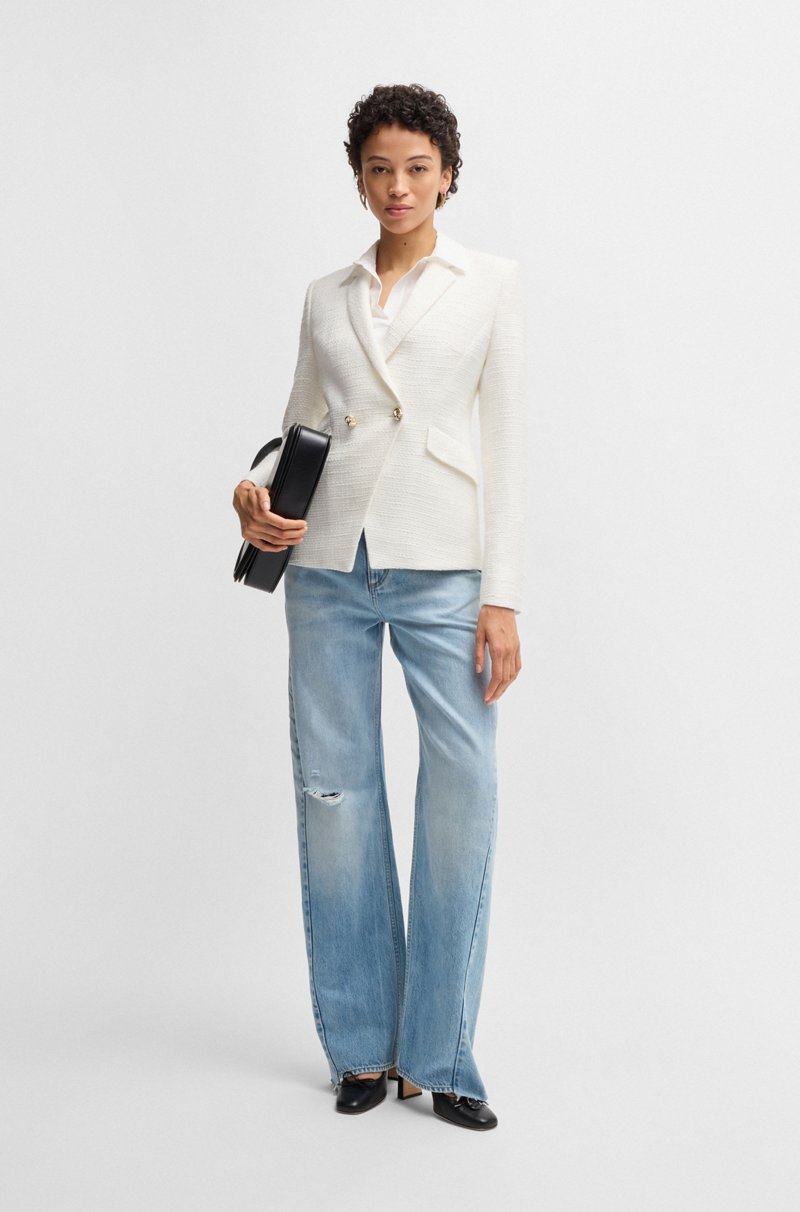 Hugo Boss Blazer slim fit en tejido tweed de algodón Ofertas