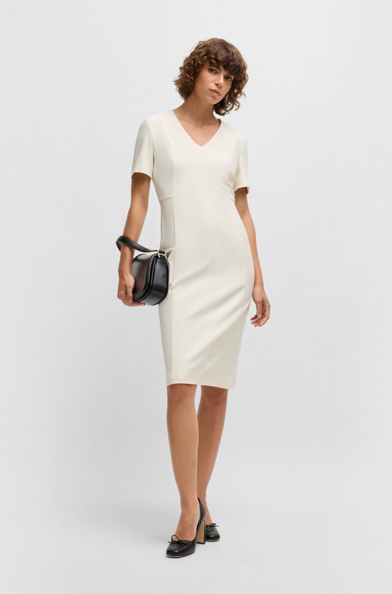 Hugo Boss Vestido de tejido elástico con escote en pico