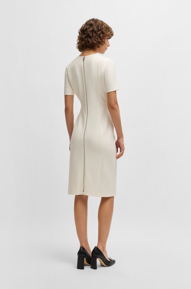 Hugo Boss Vestido de tejido elástico con escote en pico Venta caliente