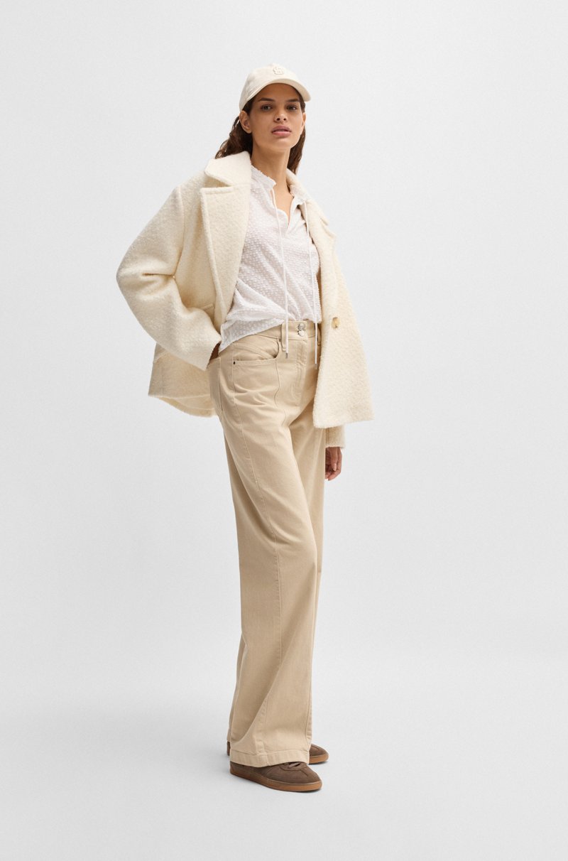 Hugo Boss Blusa relaxed fit de algodón con dibujo y cuello de volante En oferta