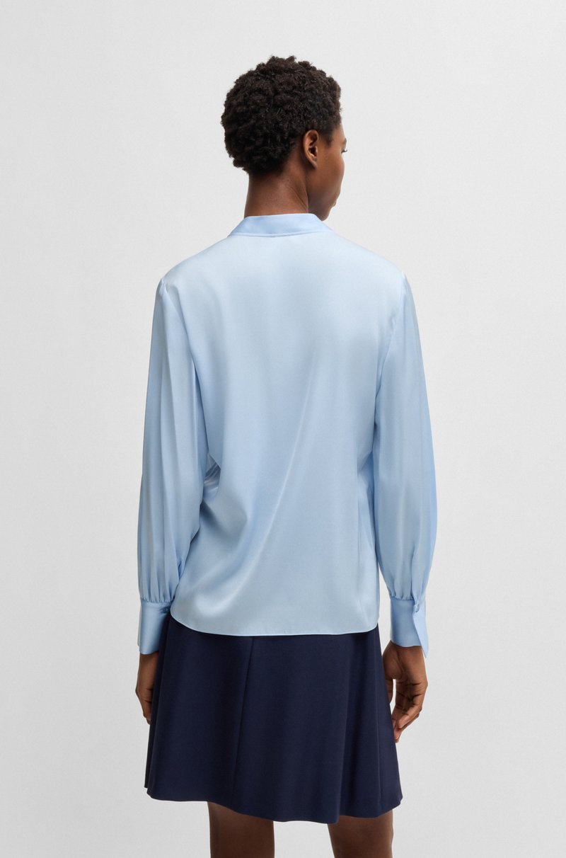 Hugo Boss Blusa relaxed fit en seda elástica con cuello ojo de cerradura Rebajas baratas
